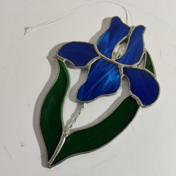 Handmade Stained Glass Iris Flower - Picture 3 of 7
